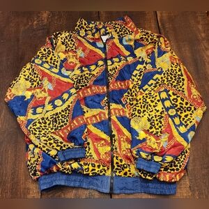 Vintage 80s-90s South Harbour Bomber Jacket With Baroque And Leapord Print. Med.
